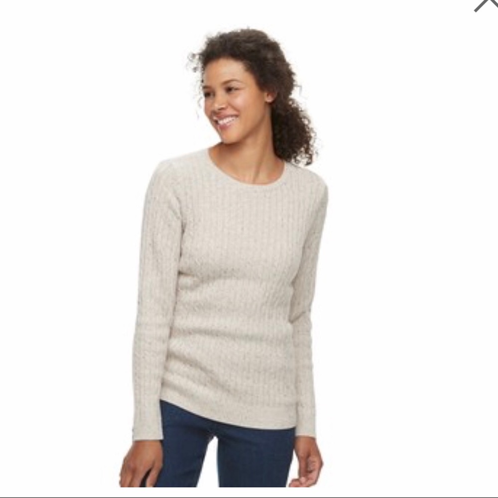 NWOT croft and barrow beige crew neck sweater